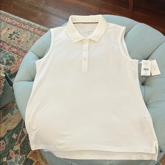 Tory Sport White Sleeveless Polo Top - Picture 1 of 4